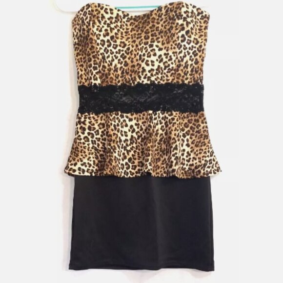 Junior's Dress Size XL NEW Animal Print Strapless Wild Daisy Formal Prom - Picture 4 of 16